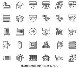 HVAC-Systeme Icon Vektor , Klimaanlage, Innenraumluftqualität,
Maschinenbau