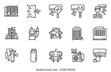 HVAC Systems Icons Vector , Air Conditioning, Indoor Air Quality,
