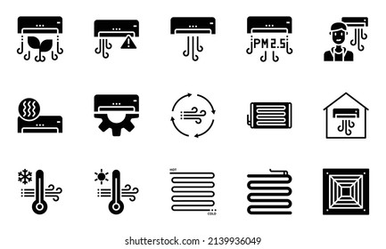 HVAC Systems Icons Vector , Air Conditioning, Indoor Air Quality,