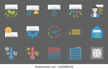 HVAC Systems Icons Vector , Air Conditioning, Indoor Air Quality,