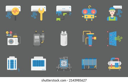 HVAC Systems Icons Vector , Air Conditioning, Indoor Air Quality,