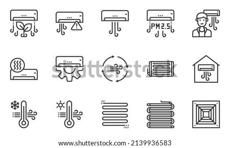 HVAC systems icons vector , air conditioning, indoor air quality,