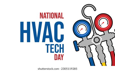 HVAC Tech Day, Holiday concept. Template for background, banner, card, poster, t-shirt with text inscription