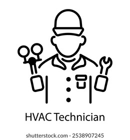 Ícone de técnico Hvac em estilo linear 