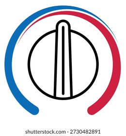 HVAC-Temperaturkontrollsymbol mit rot-blauem Klimawahlsymbol