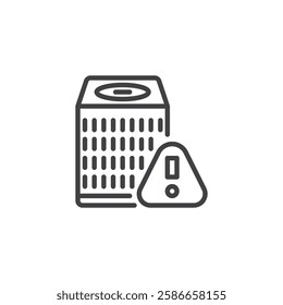 HVAC Troubleshooting line icon. linear style sign for mobile concept and web design. HVAC unit and warning sign outline vector icon. Symbol, logo illustration. Vector graphics