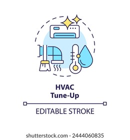 HVAC tune-up multi color concept icon. Preventive maintenance. Air duct diagnostics and cleaning. Round shape line illustration. Abstract idea. Graphic design. Easy to use in promotional material