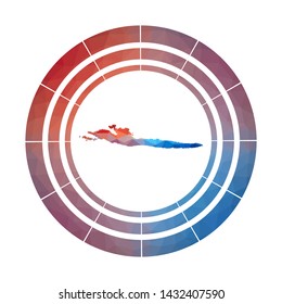 Hvar badge. Bright gradient logo of island in low poly style. Multicolored Hvar rounded sign with map in geometric style for your infographics.