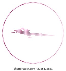 Hvar, Dalmatian Islands digital badge. Dotted style map of Hvar, Dalmatian Islands in a circle. Tech icon of the island with gradiented dots. Creative vector illustration.