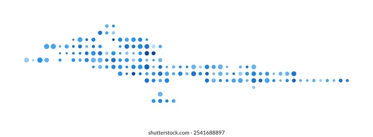 Hvar Dalmatian Islands Mapa de puntos. Forma de límite de estilo digital. Imagen de Vector de las Islas Dálmatas de Hvar. Puntos circulares azules. Ilustración vectorial con estilo.
