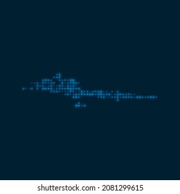 Hvar Dalmatian Islands dotted glowing map. Shape of the island with blue bright bulbs. Vector illustration.
