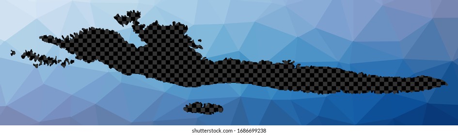 Hvar & Dalmatian Islands geometric map. Stencil shape of Hvar & Dalmatian Islands in low poly style. Creative island vector illustration.