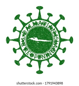 Hvar & Dalmatian Islands Reopening Stamp. Green round badge of island with map of Hvar & Dalmatian Islands. Island opening after lockdown. Vector illustration.