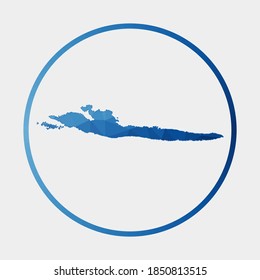 Hvar icon. Polygonal map of the island in gradient ring. Round low poly Hvar sign. Vector illustration.