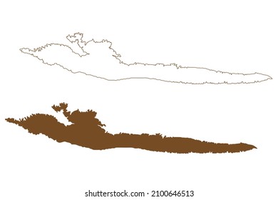 Hvar island (Republic of Croatia, Dalmatian Archipielago, Adriatic Sea) map vector illustration, scribble sketch Hvar map