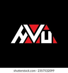 HVU triangle letter logo design with triangle shape. HVU triangle logo design monogram. HVU triangle vector logo template with red color. HVU triangular logo Simple, Elegant, and Luxurious design.