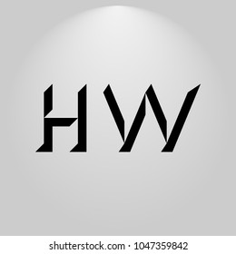 HW Abstract Black Letters with white and gray background in highlight