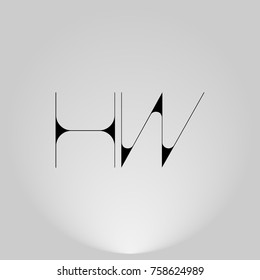 HW Black thin minimalist LOGO Design with Highlight on Gray background.