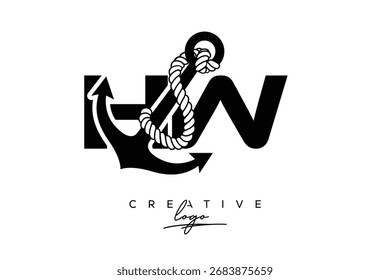 HW Creative Monogram Latte Logo mit Anker und Seildesign
