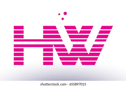 hw h w alphabet letter logo pink purple line stripe company design template creative abstract vector