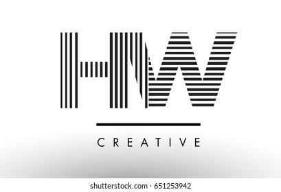 HW H W Black and White Letter Logo Design with Vertical and Horizontal Lines.