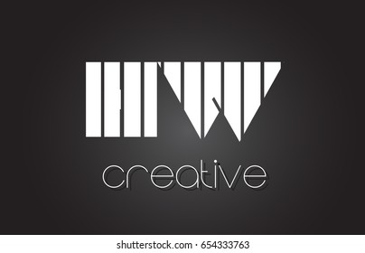 HW H W Creative Letter Logo Design With White and Black Lines.
