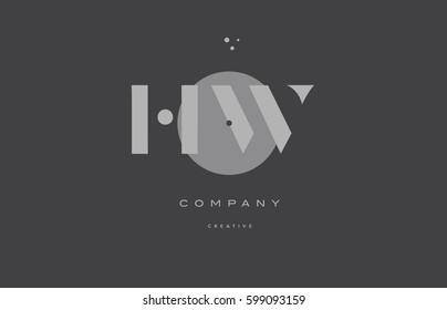 hw h w  grey modern stylish alphabet dot dots eps company letter logo design vector icon template 