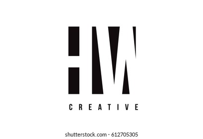 HW H W White Letter Logo Design with Black Square Vector Illustration Template.