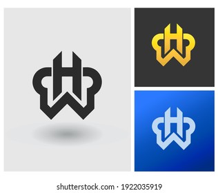 HW HM initial letter logo flat abstract clean