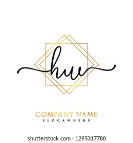 HW Initial Handwriting logo template vector