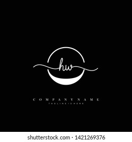 HW initial handwriting logo template vector