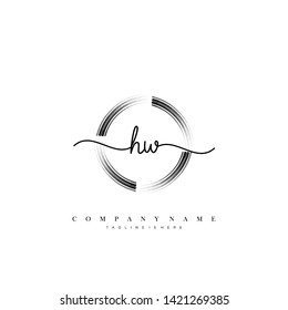 HW initial handwriting logo template vector