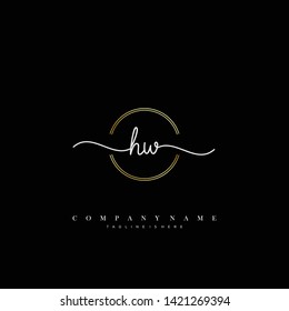 HW initial handwriting logo template vector