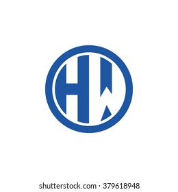 HW initial letters circle business logo blue
