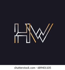 HW initial letters elegant logo golden silver black background