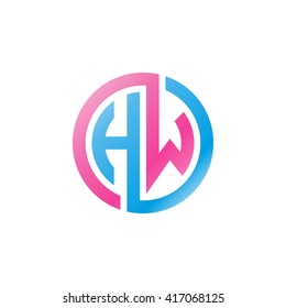 HW initial letters looping linked circle logo blue pink