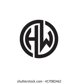 HW initial letters looping linked circle monogram logo