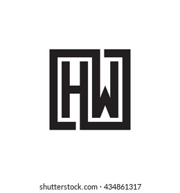 HW initial letters looping linked square monogram logo