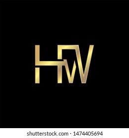 HW Initial logo Capital Letters Gold colors