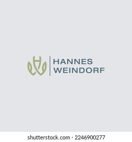 HW initial monogram letter for nature logo
