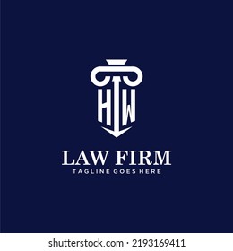 HW erste monogramm-Logo-Anwaltskanzlei mit Säulendesign