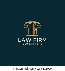 HW initial monogram logo for lawfirm with scale vector design