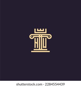 HW initial monogram logo for lawfirm with pillar  crown image design