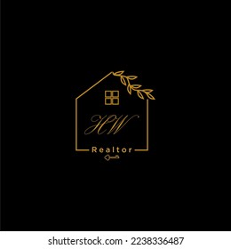 HW initial realtor logo for real estate with creative home design