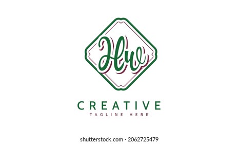 Hw Initials, handwriting logo vector
