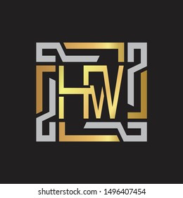 HW Letter logo initial capital monogram with abstract ornament