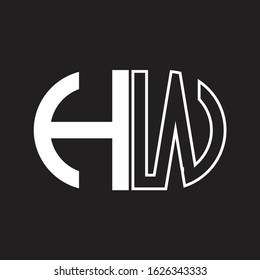 HW Letter logo monogram with oval shape negative space design template