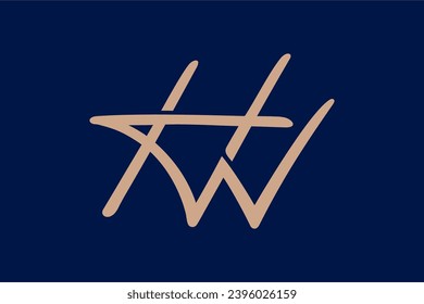 HW letter monogram logo design, initial, icon, symbol. Combination of H and W letter in monogram stylish logo design style, casual looks. Very match for realtor, financial planner, lawyer, coach etc.