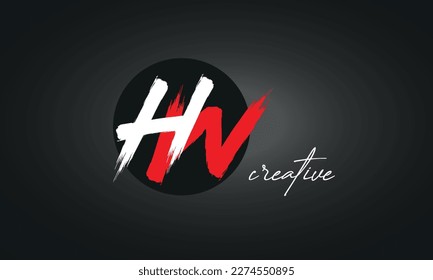 HW Letters Brush Paint Logo icon, Elegant Vector Design