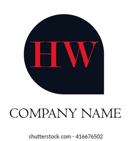 HW Letters red , Abstract black background logo, Design identity in shape, Alphabet letter